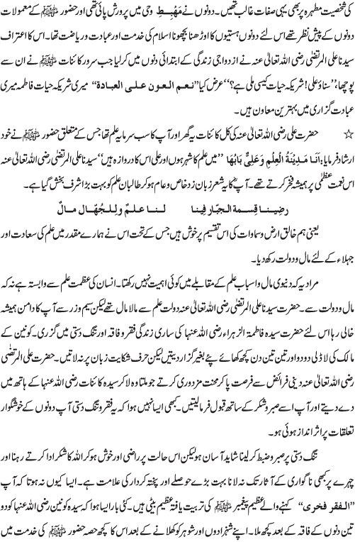 عصر حاضر کی مسلمان عورت کیلئے سیدہ کائنات رضی اللہ عنہا کے نقوشِ سیرت